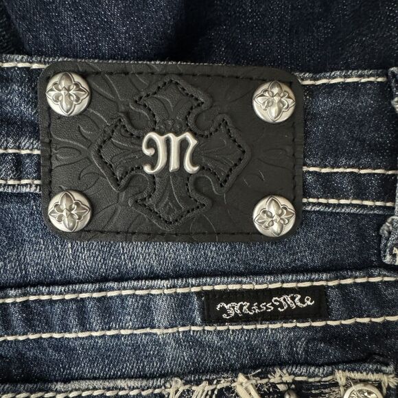 Miss Me Jeans Womens 2 26" Blue Easy Cropped JE5769EC2 Dark Wash Fading Casual - Picture 5 of 9